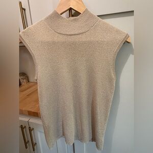 Coldwater Creek Sleeveless Turtleneck Sweater Vest in Beige